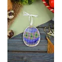Cross-stich on wooden base"Blue and gold egg" 8*6 cm SO-185