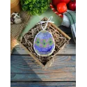 Cross-stich on wooden base"Blue and gold egg" 8*6 cm SO-185