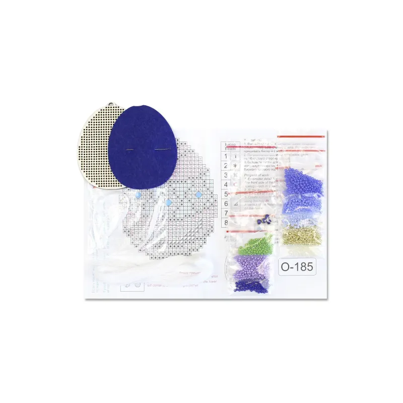 Siuvinėjimas ant medinio pagrindo "Mėlyna ir auksinė kiaušinio" 8*6 cm SO-185