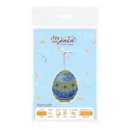 Kreuzstich auf Holzbasis "Blau-goldenes Ei" 8*6 cm SO-185