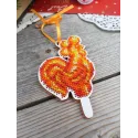 Cross-stich on wooden base"Rooster-shaped lollipop" SO-161