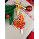 Cross-stich on wooden base"Rooster-shaped lollipop" SO-161