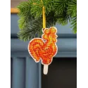 Cross-stich on wooden base"Rooster-shaped lollipop" 10*9 cm SO-161
