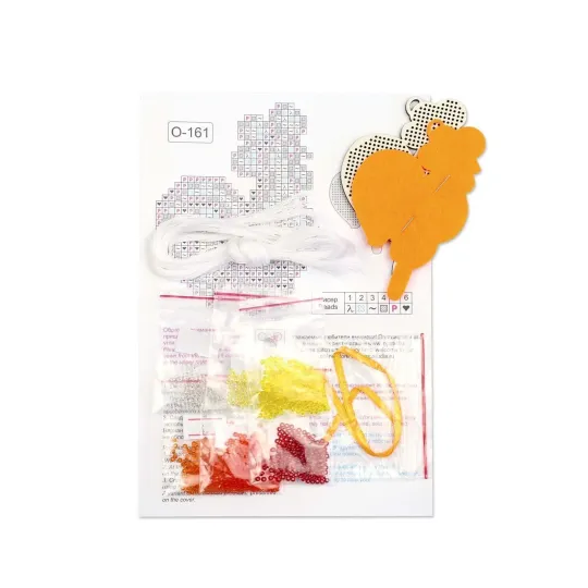 Cross-stich on wooden base"Rooster-shaped lollipop" 10*9 cm SO-161