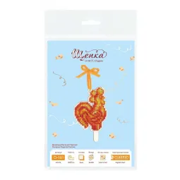 Cross-stich on wooden base"Rooster-shaped lollipop" SO-161