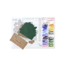 Вышивка крестом на деревянной основе "Анютины глазки в коробке" 10*11*6 см SO-152