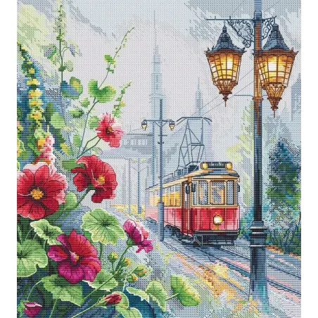 Kreuzstich-Set "Morgenstraßenbahn" 24,5 x 27 cm SANU-11