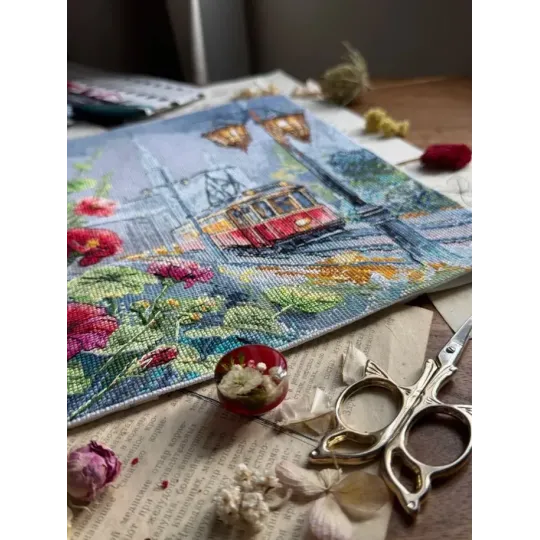Cross stitch kit "Morning tram" 24,5 х 27 cm SANU-11