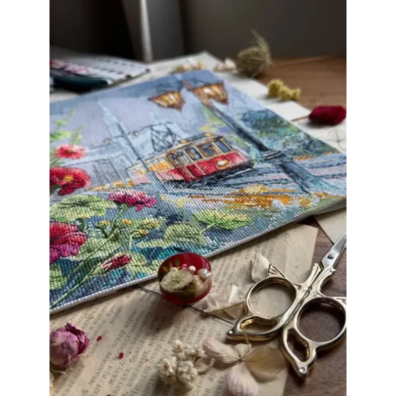 Cross stitch kit "Morning tram" 24,5 х 27 cm SANU-11