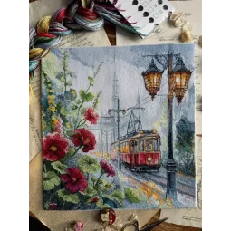 Kreuzstich-Set "Morgenstraßenbahn" 24,5 x 27 cm SANU-11