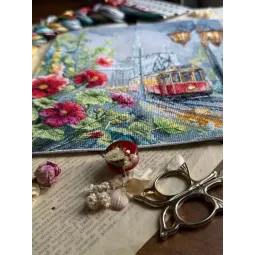 Kreuzstich-Set "Morgenstraßenbahn" 24,5 x 27 cm SANU-11