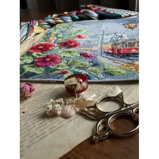 Kreuzstich-Set "Morgenstraßenbahn" 24,5 x 27 cm SANU-11