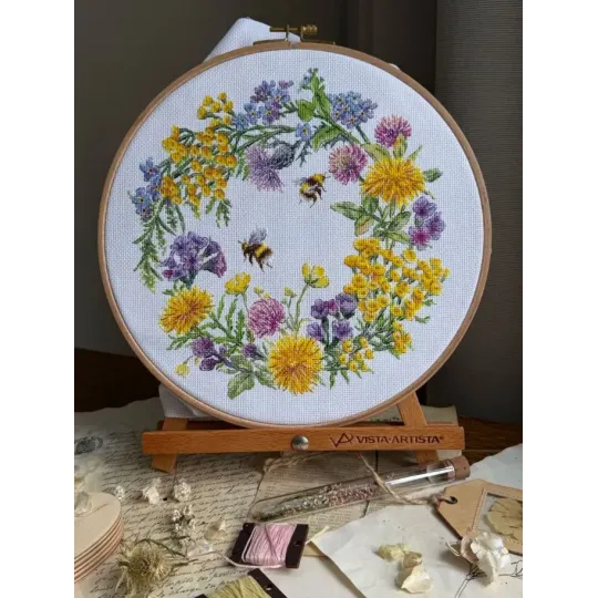 Kreuzstich-Set "Feldkranz" 24,5x24,5 cm SANP-77