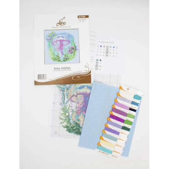 Cross Stitch Kit "Baby Jellyfish" 15x15 cm SRA1039