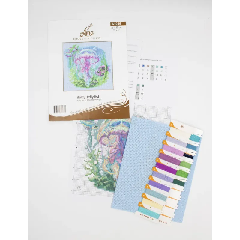Cross Stitch Kit "Baby Jellyfish" 15x15 cm SRA1039
