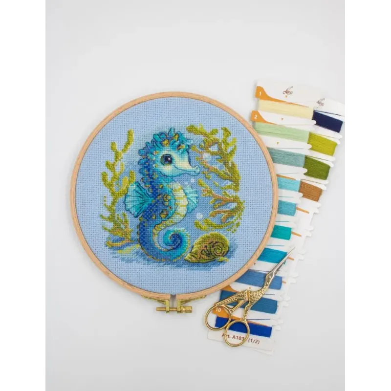 Cross Stitch Kit "Baby Sea Horse" 15x15 cm SRA1038