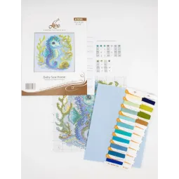 Cross Stitch Kit "Baby Sea Horse" 15x15 cm SRA1038