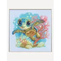 Kit point de croix "Bébé Tortue de Mer" 15x15 SRA1037