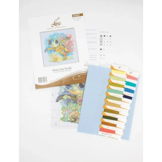 Kit point de croix "Bébé Tortue de Mer" 15x15 SRA1037