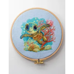Kit point de croix "Bébé Tortue de Mer" 15x15 SRA1037