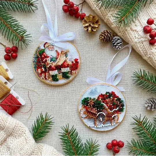 Dekorationsset "Weihnachtsmanns Schlitten" 13,2x6,6 cm AABT-064