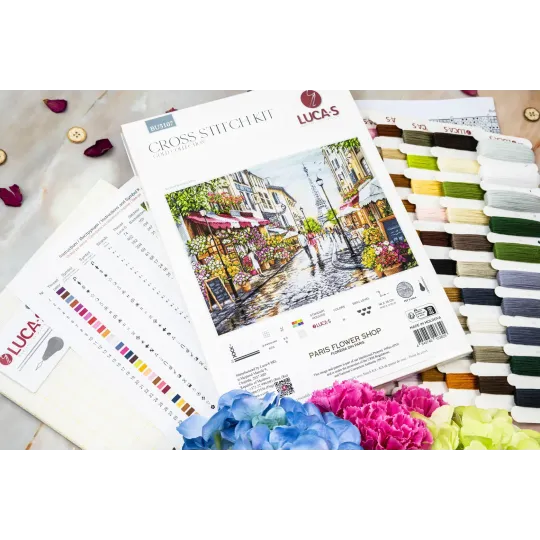 Cross Stitch Kit   Paris Flower Shop 48x35cm SBU5107