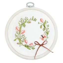 Cross Stitch Kit with Hoop Included "Spring hum" 10x10 cm SBC109
