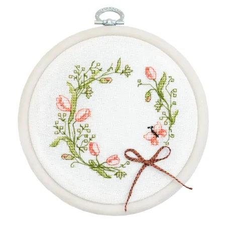 Cross Stitch Kit with Hoop Included "Spring hum" 10x10 cm SBC109