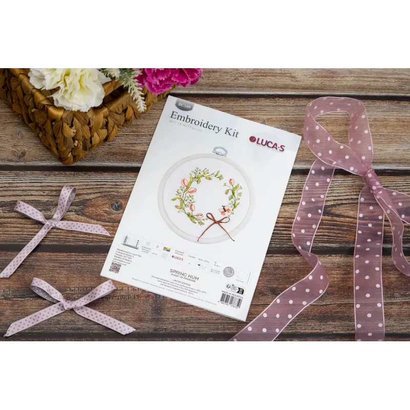 Cross Stitch Kit with Hoop Included "Spring hum" 10x10 cm SBC109