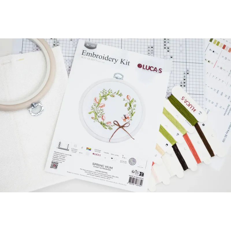 Cross Stitch Kit with Hoop Included "Spring hum" 10x10 cm SBC109