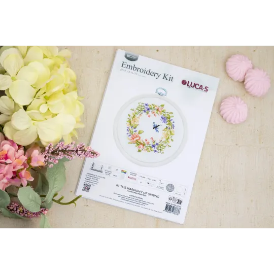 Cross Stitch Kit with Hoop Included "In the Harmony of Spring" 11x10cm SBC107