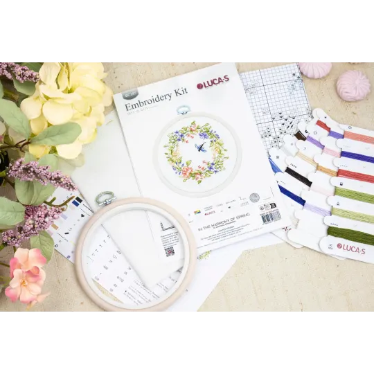Cross Stitch Kit with Hoop Included "In the Harmony of Spring" 11x10cm SBC107