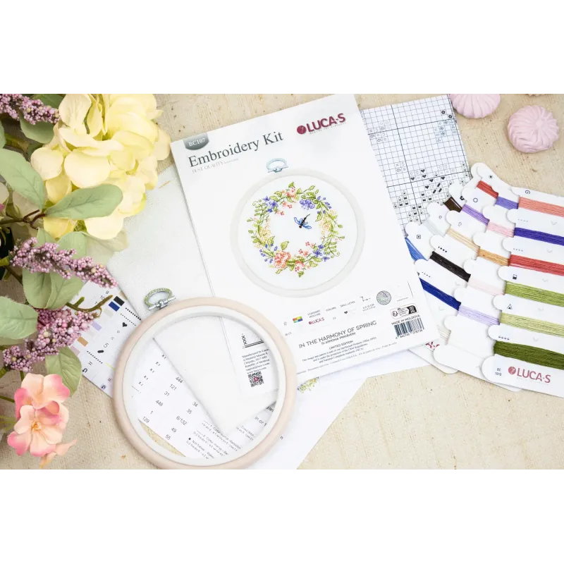 Cross Stitch Kit with Hoop Included "In the Harmony of Spring" 11x10cm SBC107