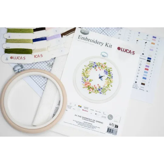 Cross Stitch Kit with Hoop Included "In the Harmony of Spring" 11x10cm SBC107