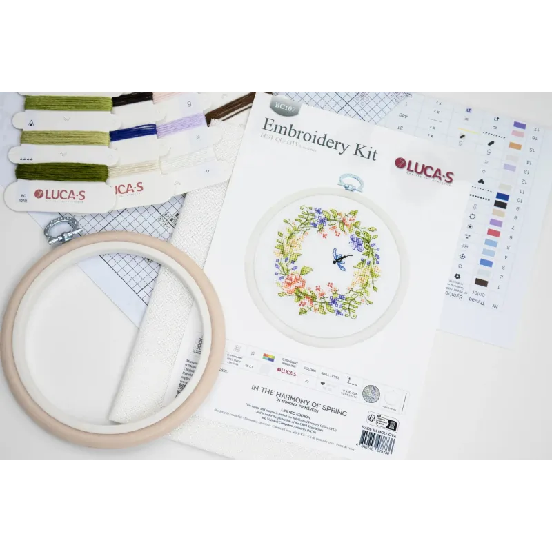 Cross Stitch Kit with Hoop Included "In the Harmony of Spring" 11x10cm SBC107