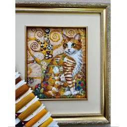 Cross Stitch Kit "Golden Cat" 15x18 cm SR2319