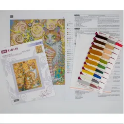 Cross Stitch Kit "Golden Cat" 15x18 cm SR2319