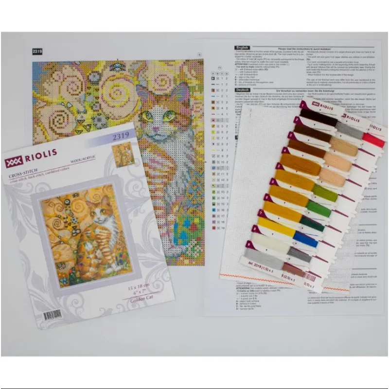 Cross Stitch Kit "Golden Cat" 15x18 cm SR2319