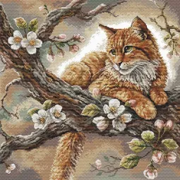 Kreuzstich-Set "Die Katze auf dem Apfelbaum" 31,75 x 31,75 cm AVA-P059