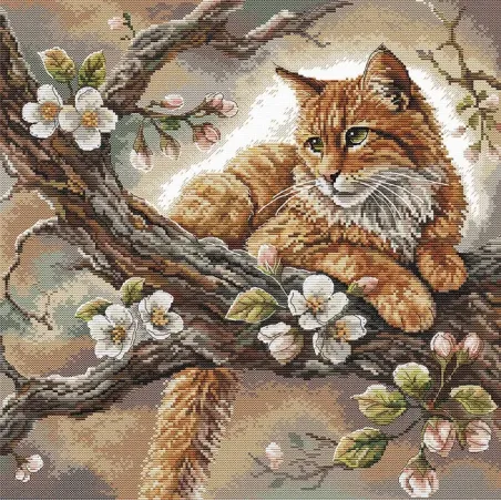Kreuzstich-Set "Die Katze auf dem Apfelbaum" 31,75 x 31,75 cm AVA-P059