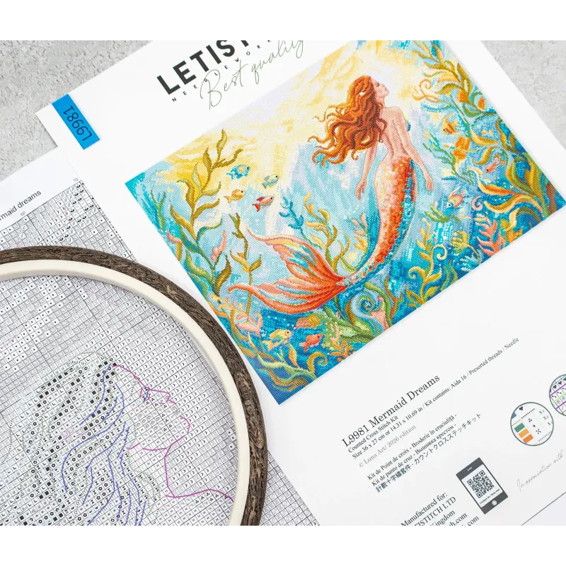 Cross stitch kit "Mermaid Dreams" 36 x 27 cm SLETIL9981