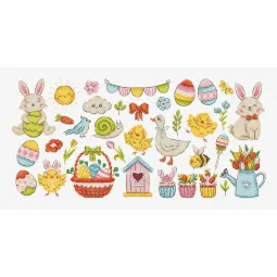 Kreuzstich-Set "Oster-Sampler" 40 x 19 cm SLETIL9980