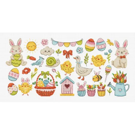 Cross stitch kit "Easter Sampler" 40 x 19 cm SLETIL9980