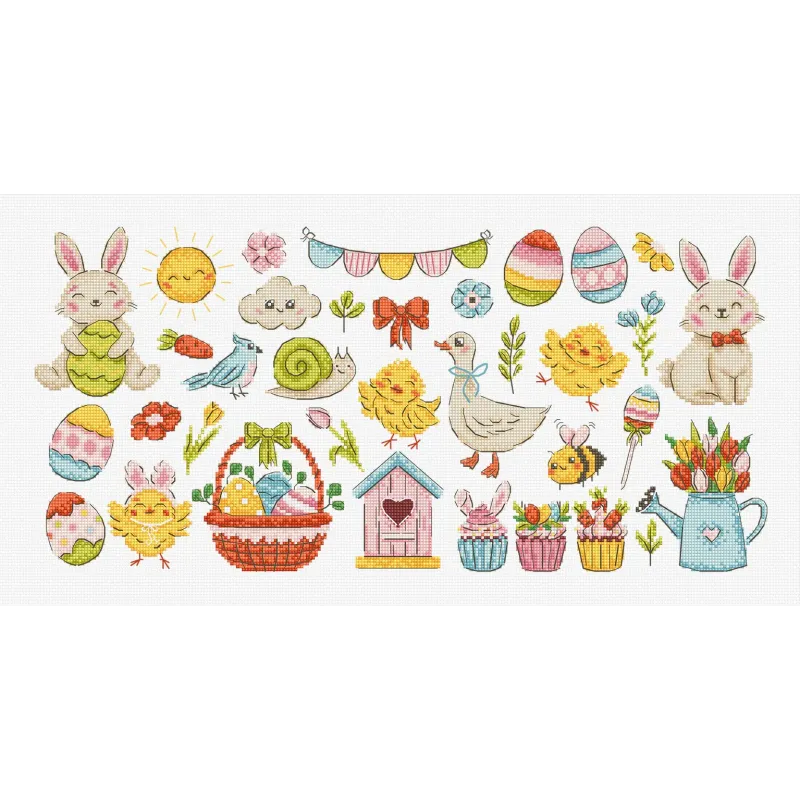 Cross stitch kit "Easter Sampler" 40 x 19 cm SLETIL9980