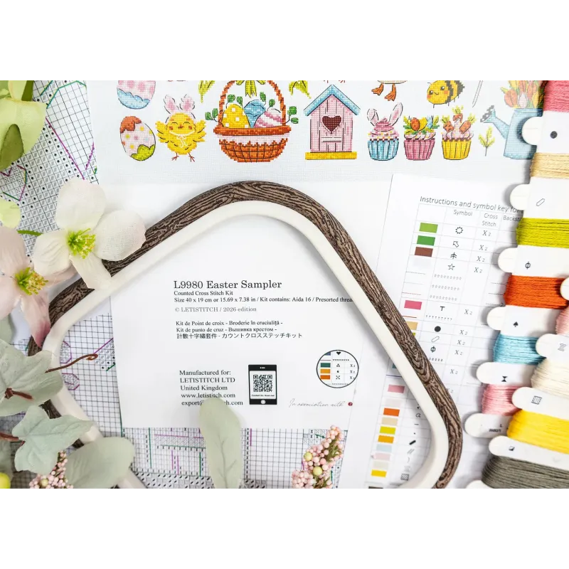 Cross stitch kit "Easter Sampler" 40 x 19 cm SLETIL9980
