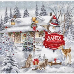 Cross stitch kit "Please stop here" 31 x 31 cm SLETIL9977