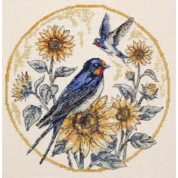 Kryželiu siuvinėjimo rinkinys "Kregždžių melodija" 24 x 24 cm AAH-317