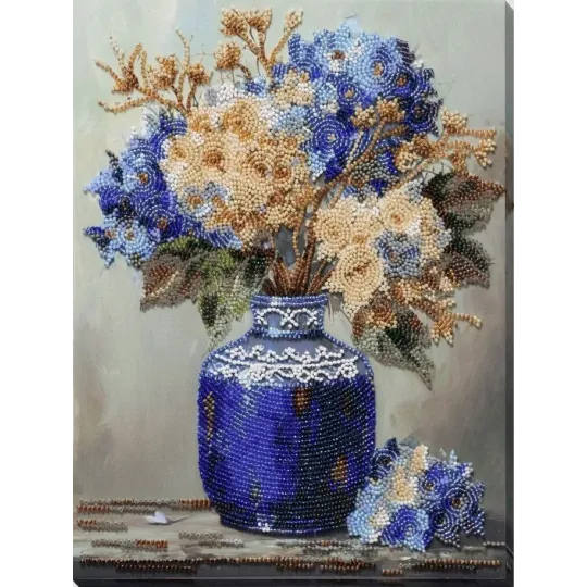 Kit de broderie de perles "Hortensias en Porcelaine" 22x29 cm AAB-975