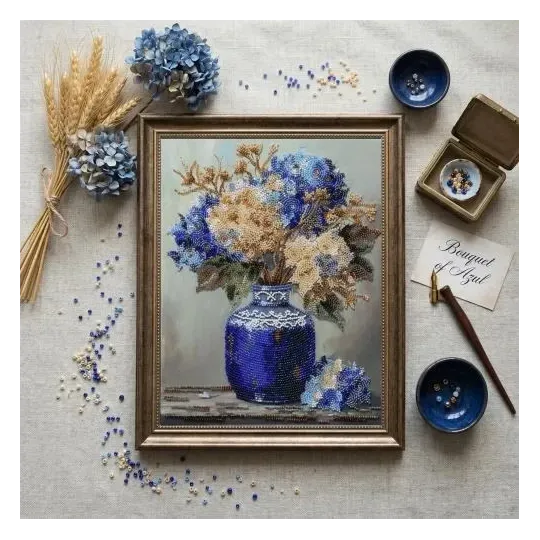 Main Bead Embroidery Kit "Hydrangeas in Pocelain" 22x29 cm AAB-975