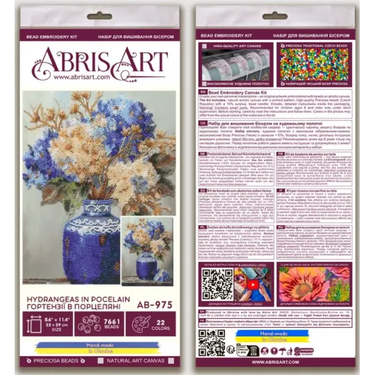 Main Bead Embroidery Kit "Hydrangeas in Pocelain" 22x29 cm AAB-975
